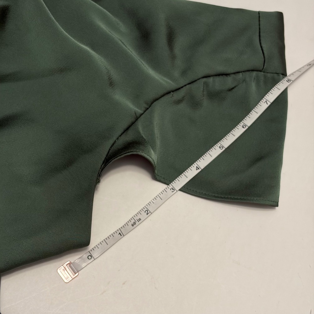Azazie Green Satin Formal Cap Sleeve Maxi Dress 18 Wedding Guest Bridesmaid Gala - Picture 9 of 13